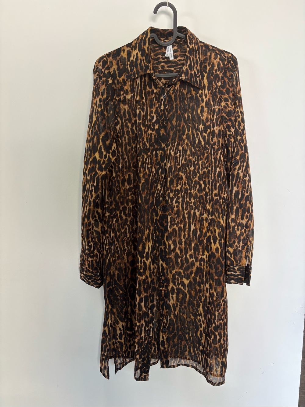 Live 4 Truth Leopard Print Long Sleeve Shirt Dress in Brown and Black